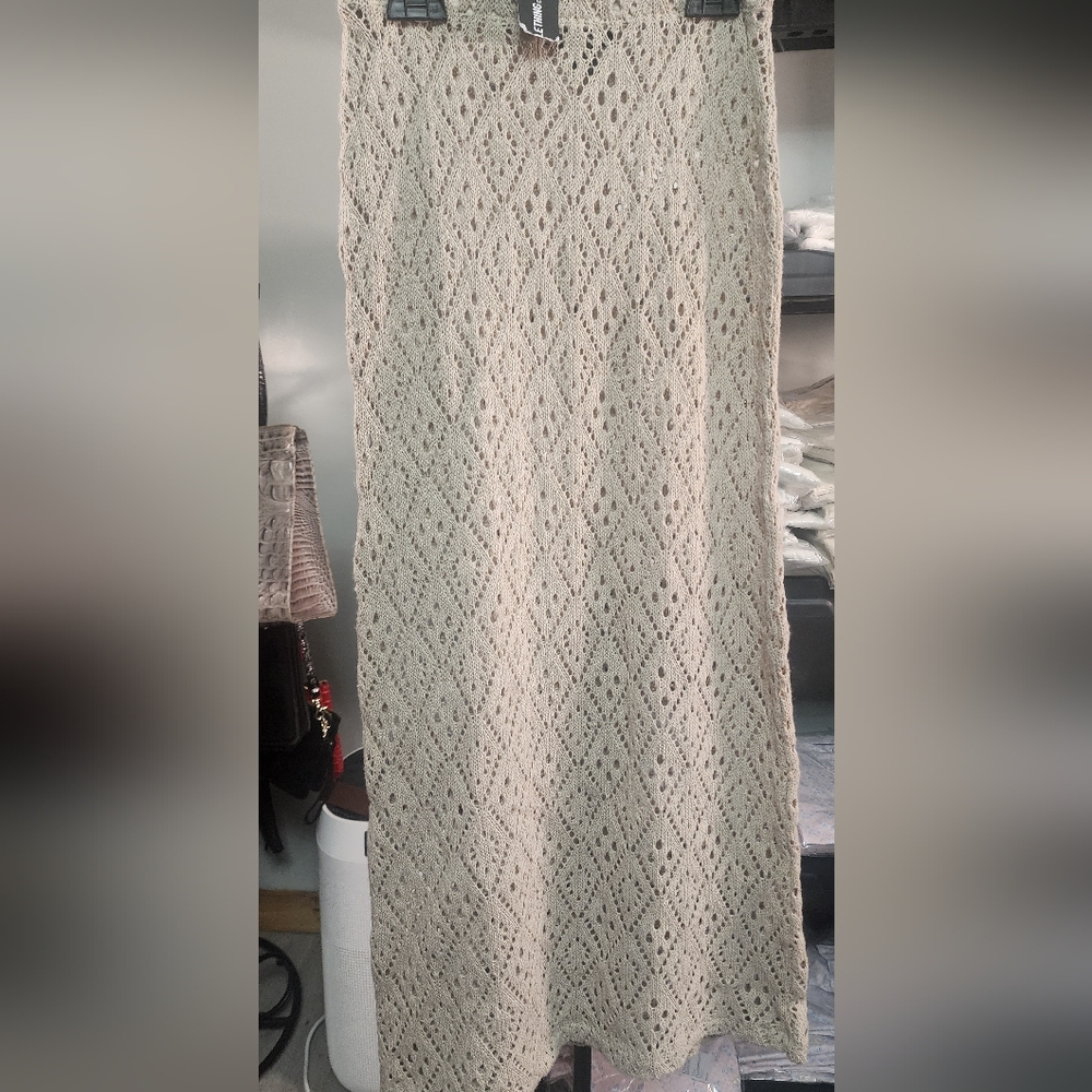 PrettyLittleThing Cream Crochet Skirt
